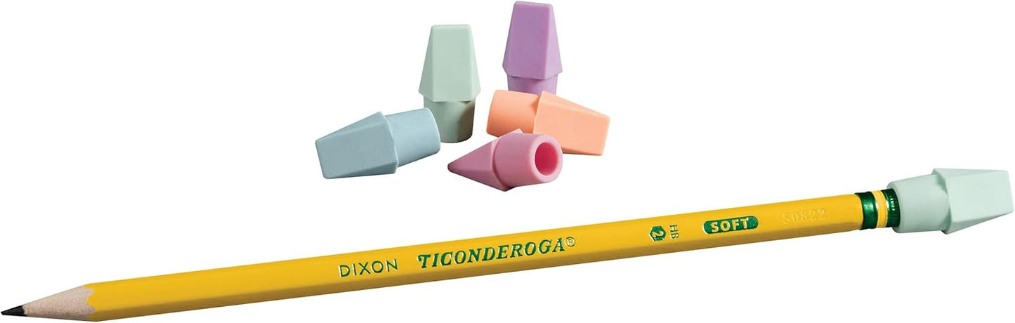 Ticonderoga Pencil Cap Erasers. Assorted Pastel Colors. 10 Count