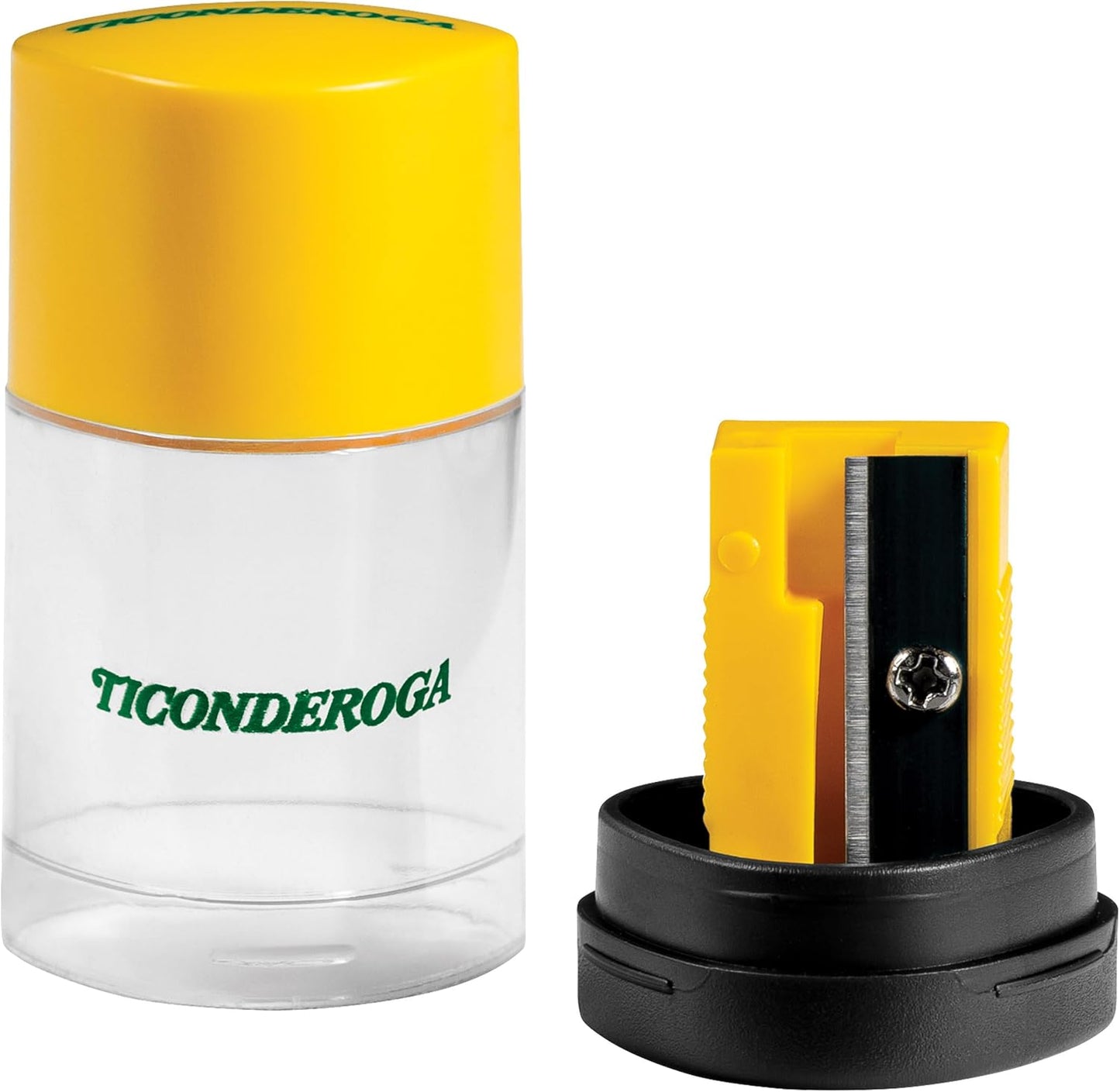 Ticonderoga Duo 2-in-1 Pencil Sharpener & Eraser. Yellow. 6 Count