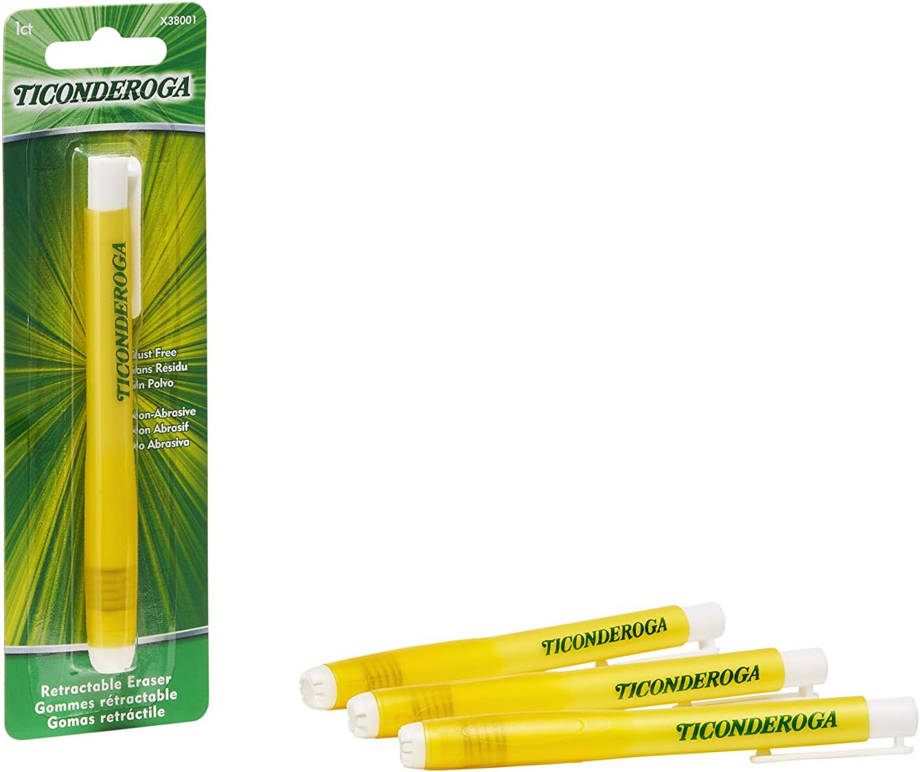 Ticonderoga Retractable Eraser. White. 1 Count. 6 Packs (X38001)