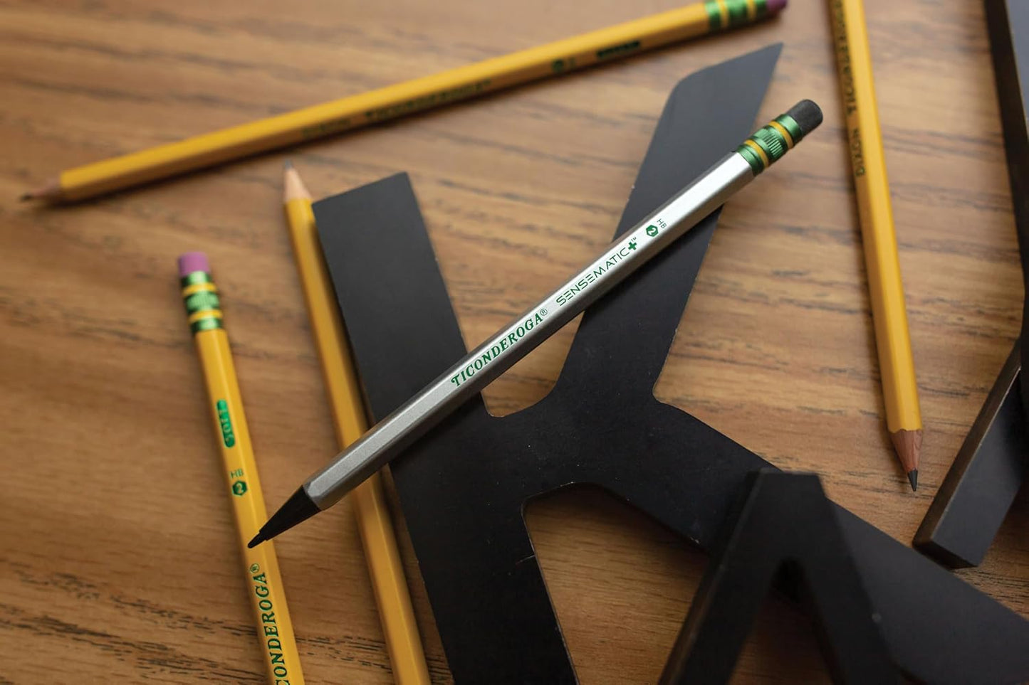 Ticonderoga Sensematic Mechanical Pencil. 0.7mm Lead. Silver. 2 Count