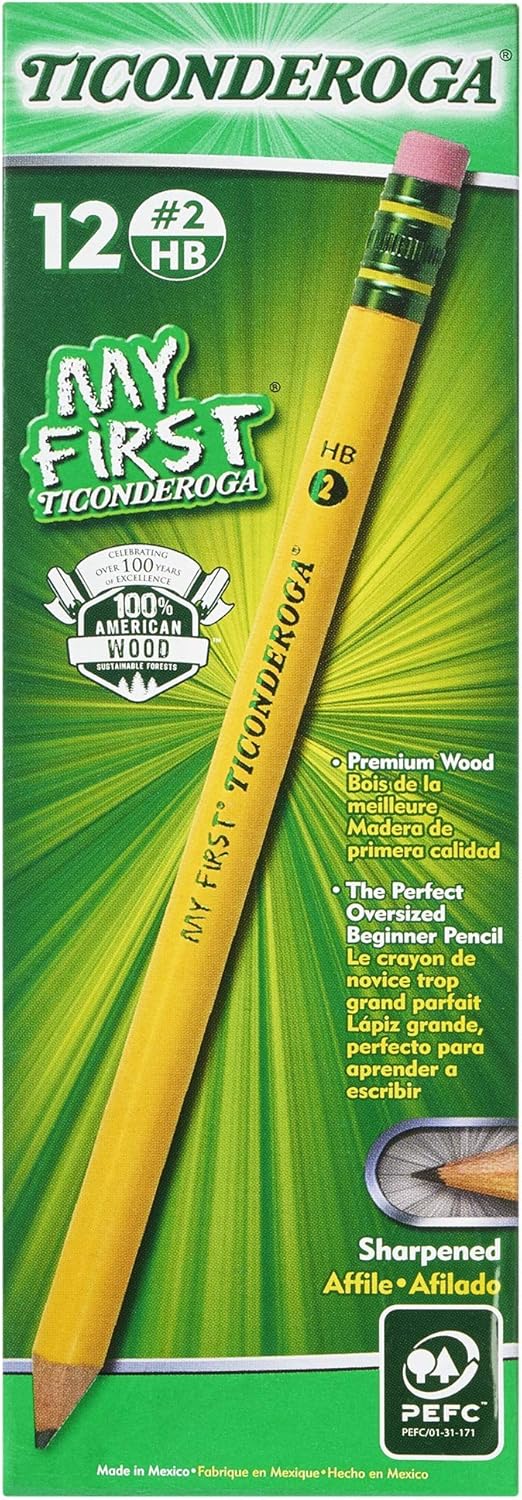 Ticonderoga My First Primary Size #2 Beginner Pencils 6 Boxes of 12. 72 Pencils Total (33312SP)