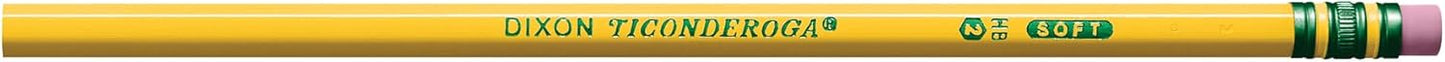 Ticonderoga Wood-Cased Pencils. Unsharpened. #2 HB Soft. Yellow. 12 Count