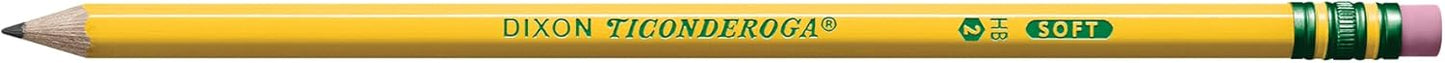 Ticonderoga Wood-Cased Pencils. Pre-Sharpened. 2 HB Soft. Yellow. 72 Count