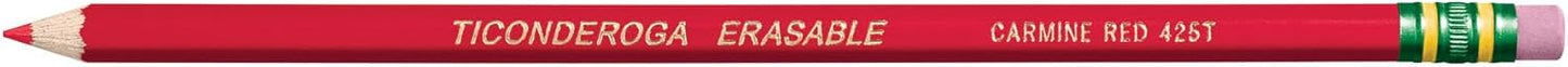 Ticonderoga? Erasable Checking Pencils. Presharpened. Carmine Red. Pack Of 12