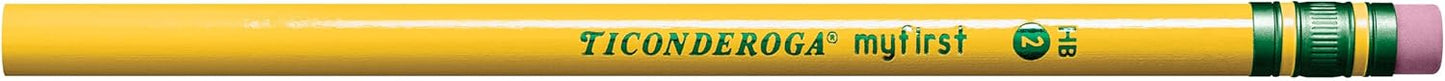Ticonderoga? Beginners' Elementary Pencils. With Eraser. #2 Lead. Yellow Barrel. Pack Of 12