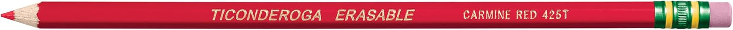 TICONDEROGA Erasable Checking Pencils. Pre-Sharpened with Eraser. Red. Pack of 2 (13901)