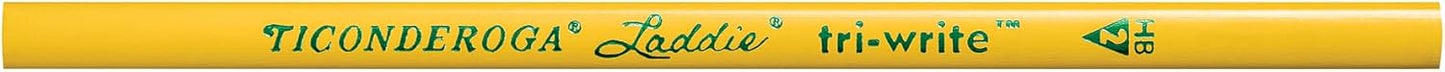 Ticonderoga Laddie Tri-Write Pencils. Wood-Cased #2 HB Soft. Intermediate Size Triangular without Eraser. Yellow. 36-Pack (13044)