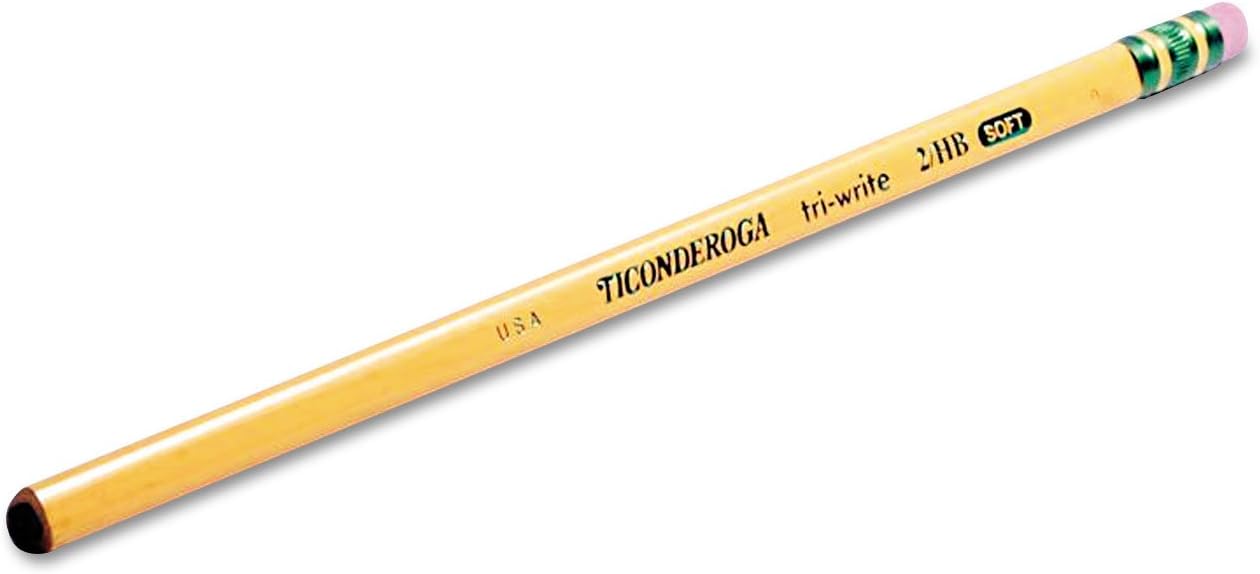 Ticonderoga Tri-Write Wood-Cased Pencils. 2HB Soft. Yellow. 12 Count
