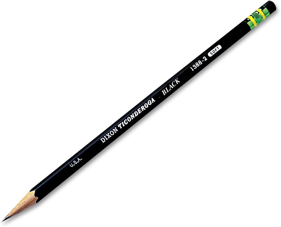 Ticonderoga Wood-Cased Pencils. Pre-Sharpened. 2 HB Soft. Black. 10 Count