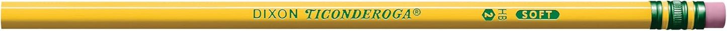 Ticonderoga Wood-Cased Pencils. Unsharpened. 2 HB Soft. Yellow. 72 Count