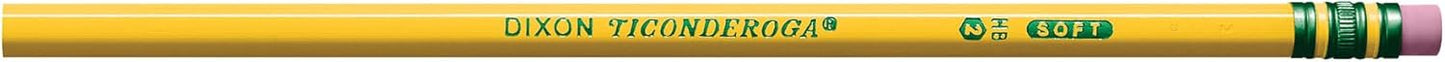 Ticonderoga Wood-Cased Pencils. Unsharpened. 2 HB Soft. Yellow. 48 Count