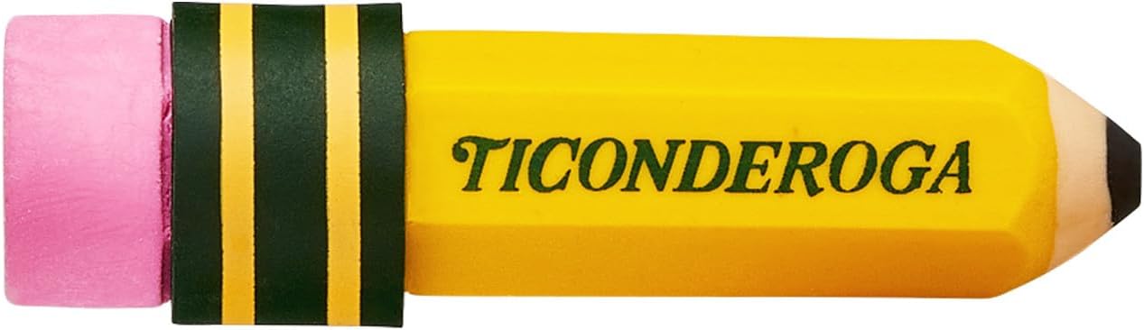 TICONDEROGA ? Erasers. Pencil Shaped. Yellow. 3 ct (38953)