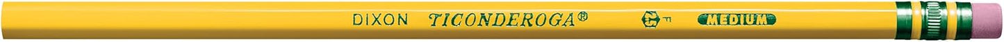 Ticonderoga Wood-Cased Pencils. Unsharpened. #2.5 F Medium. Yellow. 12 Count