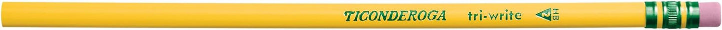 Ticonderoga Tri-Write Wood-Cased Pencils. 2HB Soft. Yellow. 12 Count