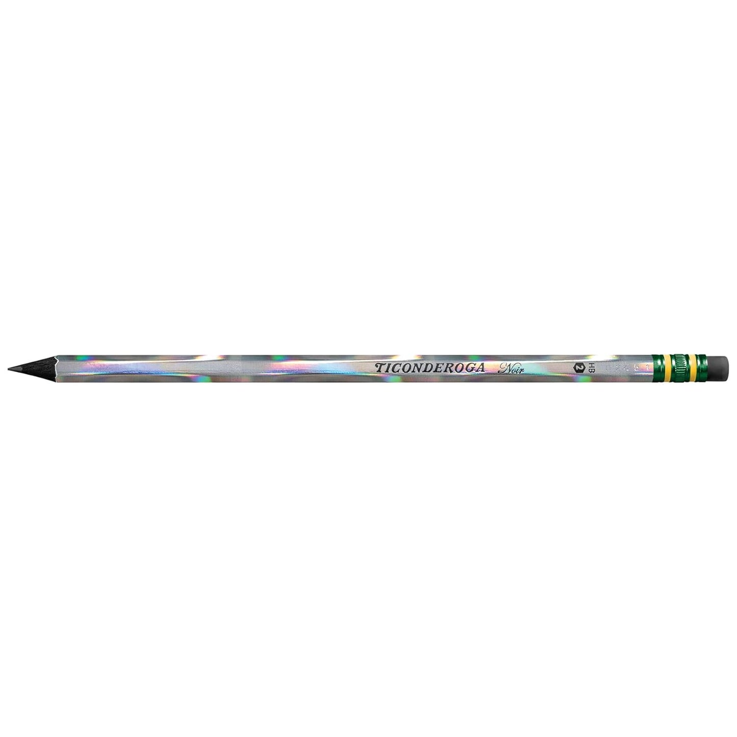 Ticonderoga Noir Black Wood-Cased #2 Pencils. Holographic Design. 12 Count