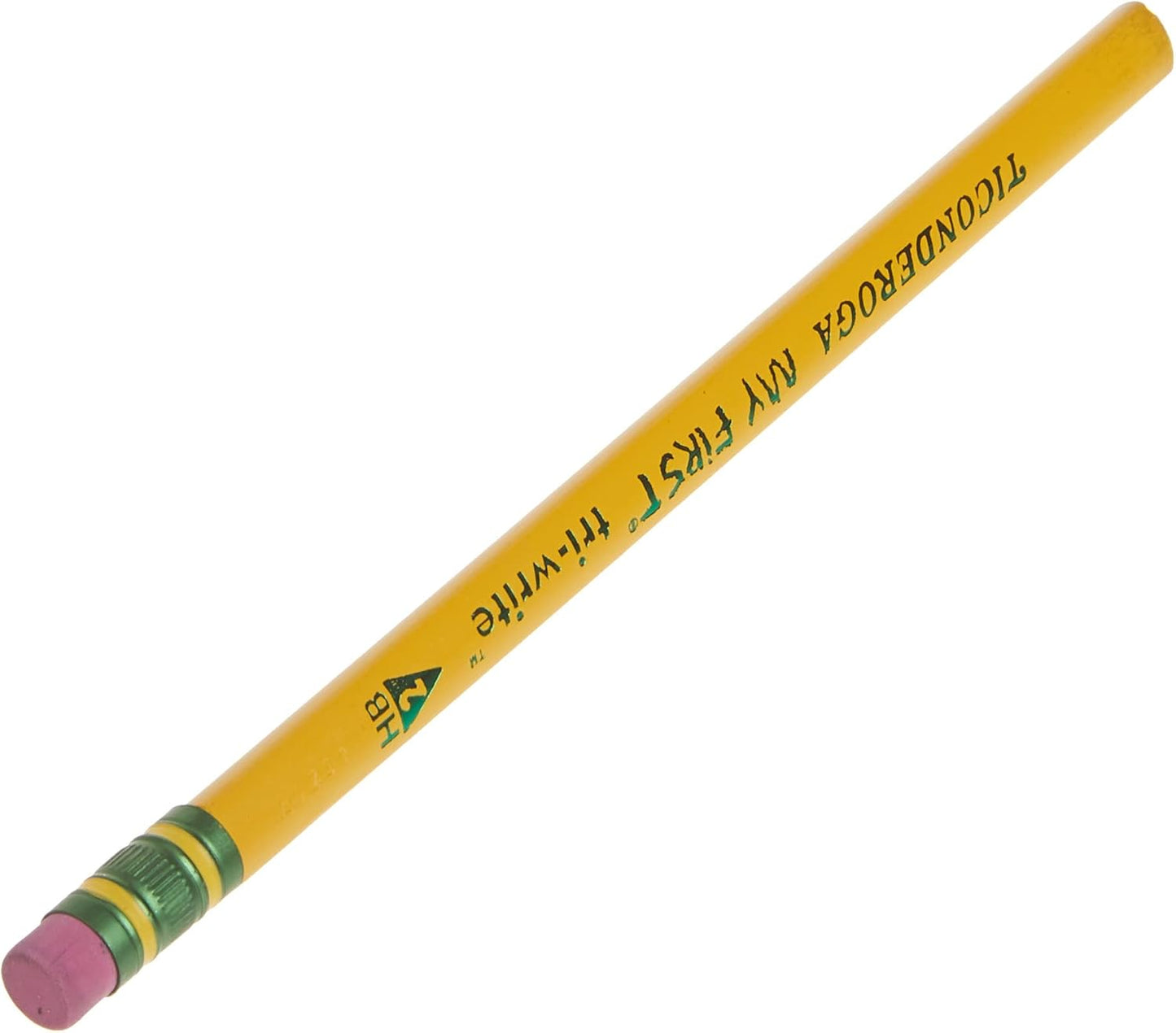 Ticonderoga My First Tri-Write Wood-Cased Pencils. Unsharpened. 2 HB Soft. With Erasers. Yellow. 36 Count
