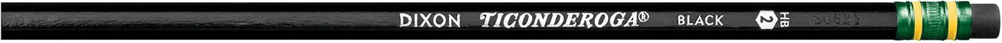 Ticonderoga Wood-Cased Pencils. Unsharpened. #2 HB Soft. Black. 12 Count