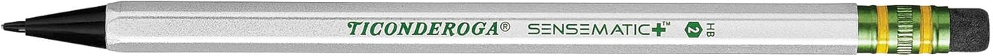 Ticonderoga Sensematic Mechanical Pencil. 0.7mm Lead. Silver. 2 Count