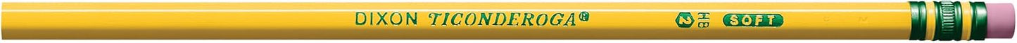 Ticonderoga Wood-Cased Pencils. Unsharpened. 2 HB Soft. Yellow. 12 Count