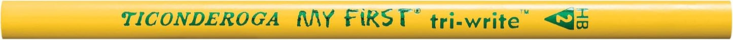 Ticonderoga My First Tri-Write Wood-Cased Pencils. Unsharpened. 2 HB Soft. Without Erasers. Yellow. 36 Count