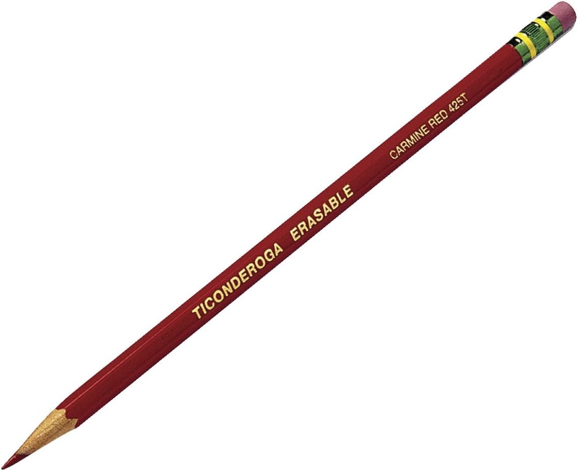 Ticonderoga? Erasable Checking Pencils. Presharpened. Carmine Red. Pack Of 12