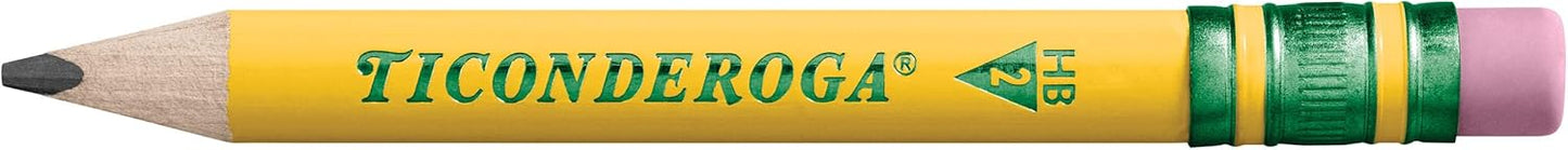 Ticonderoga My First Short Triangular Wood-Cased Pencils. #2 HB Soft. With Erasers. Yellow. 4 Count