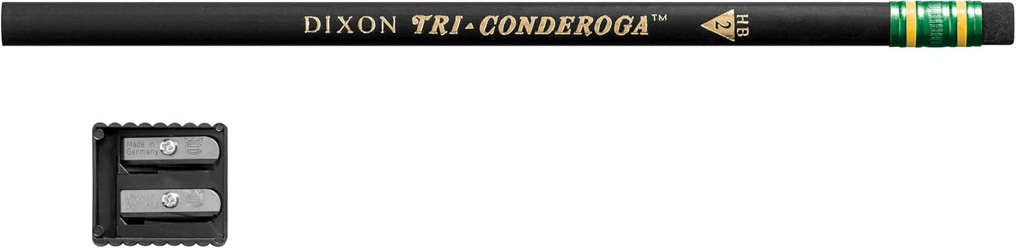 Ticonderoga Tri-Conderoga Triangular Pencils. Wood-Cased #2. Sharpener. Soft Touch Comfort Barrel. Black. (22500) (Pack of 6. 72 Count Total)