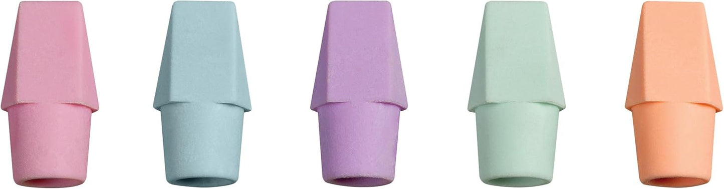 Ticonderoga Pencil Cap Erasers. Assorted Pastel Colors. 10 Count