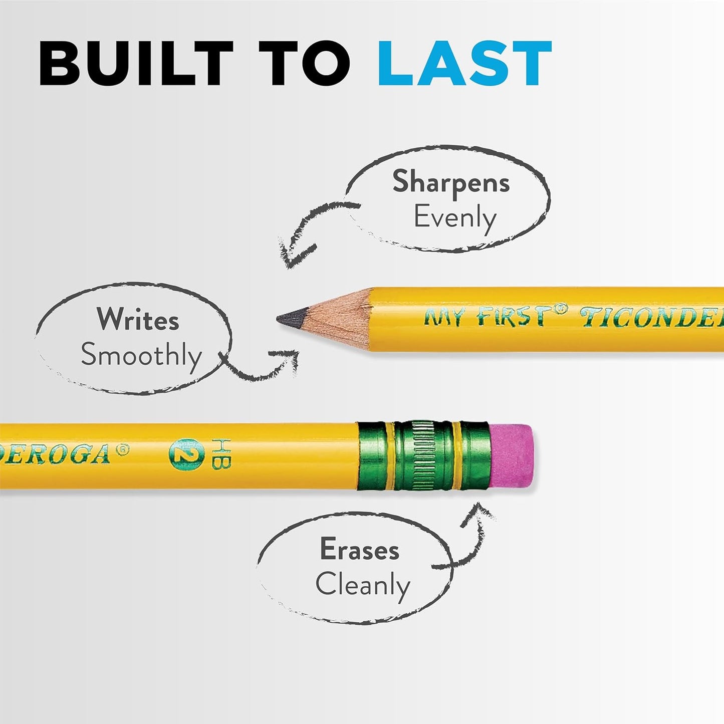 Ticonderoga My First Wood-Cased Pencils. Pre-Sharpened. 2 HB. With Sharpener. Yellow. 4 Count
