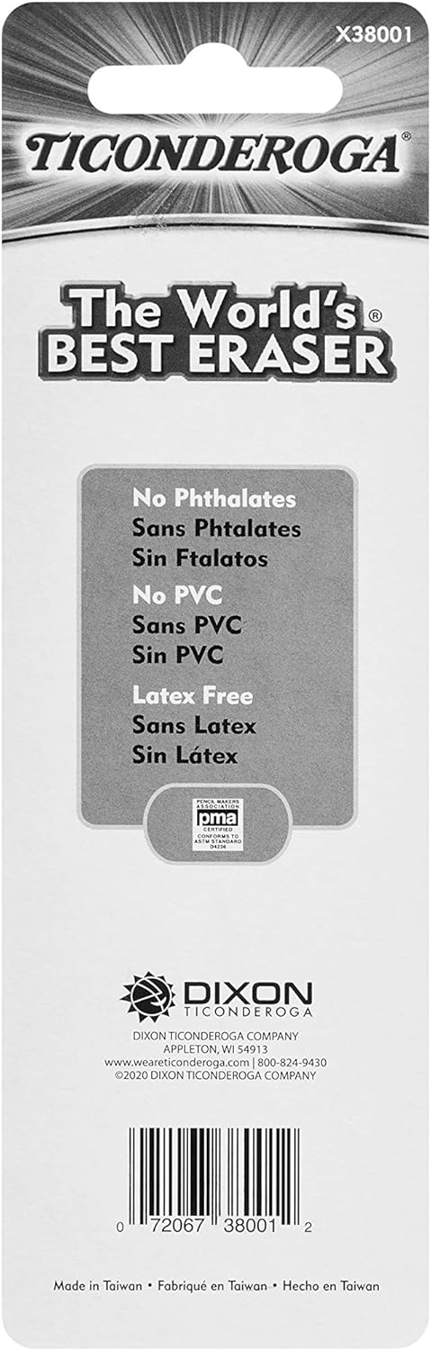 Ticonderoga Retractable Eraser. White. 1 Count. 6 Packs (X38001)