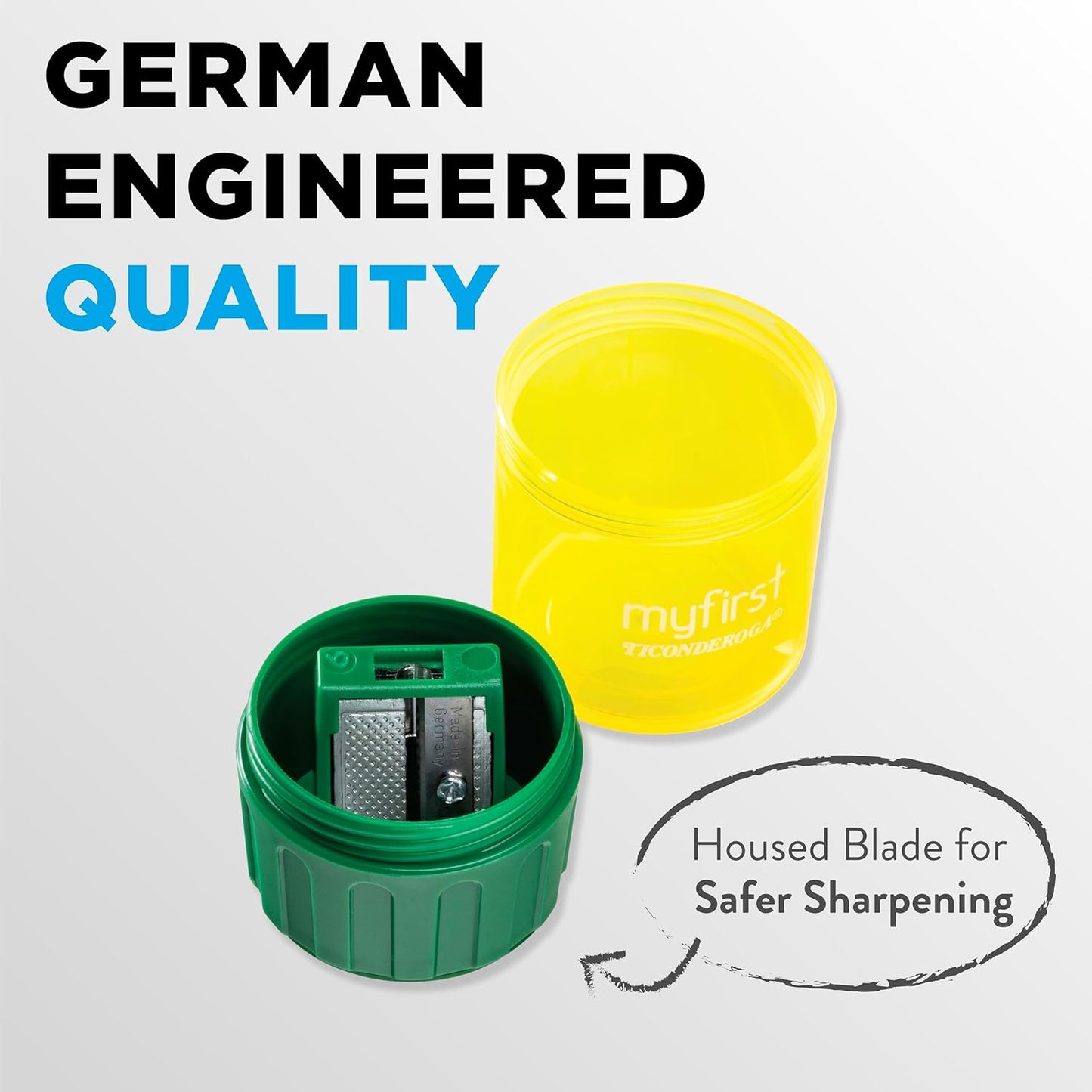 Ticonderoga My First Large Barrel Pencil Sharpener. Yellow and Green. 1 Count