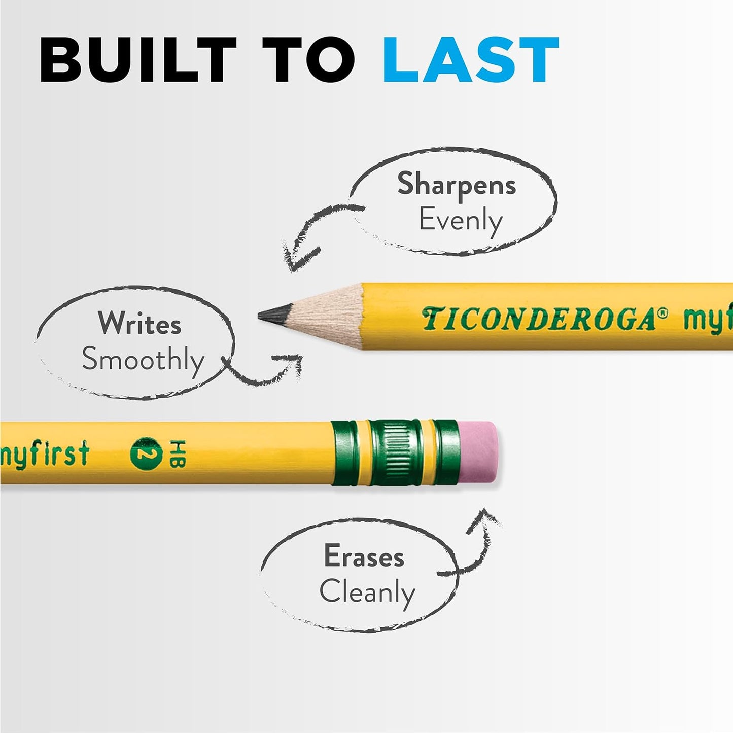 Ticonderoga? Beginners' Elementary Pencils. With Eraser. #2 Lead. Yellow Barrel. Pack Of 12