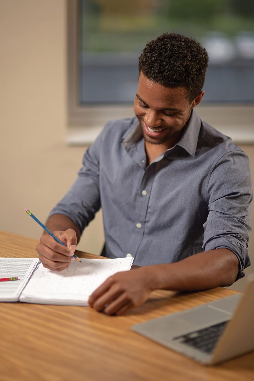 Ticonderoga Erasable Checking Wood-Cased Pencils. Pre-Sharpened. Blue. 12 Count