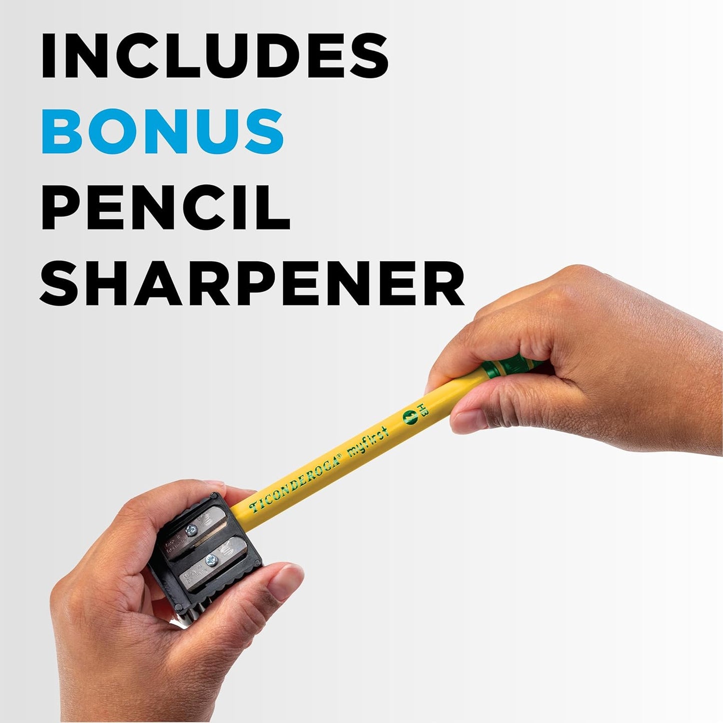 Ticonderoga My First Wood-Cased Pencils. Pre-Sharpened. 2 HB. With Sharpener. Yellow. 4 Count