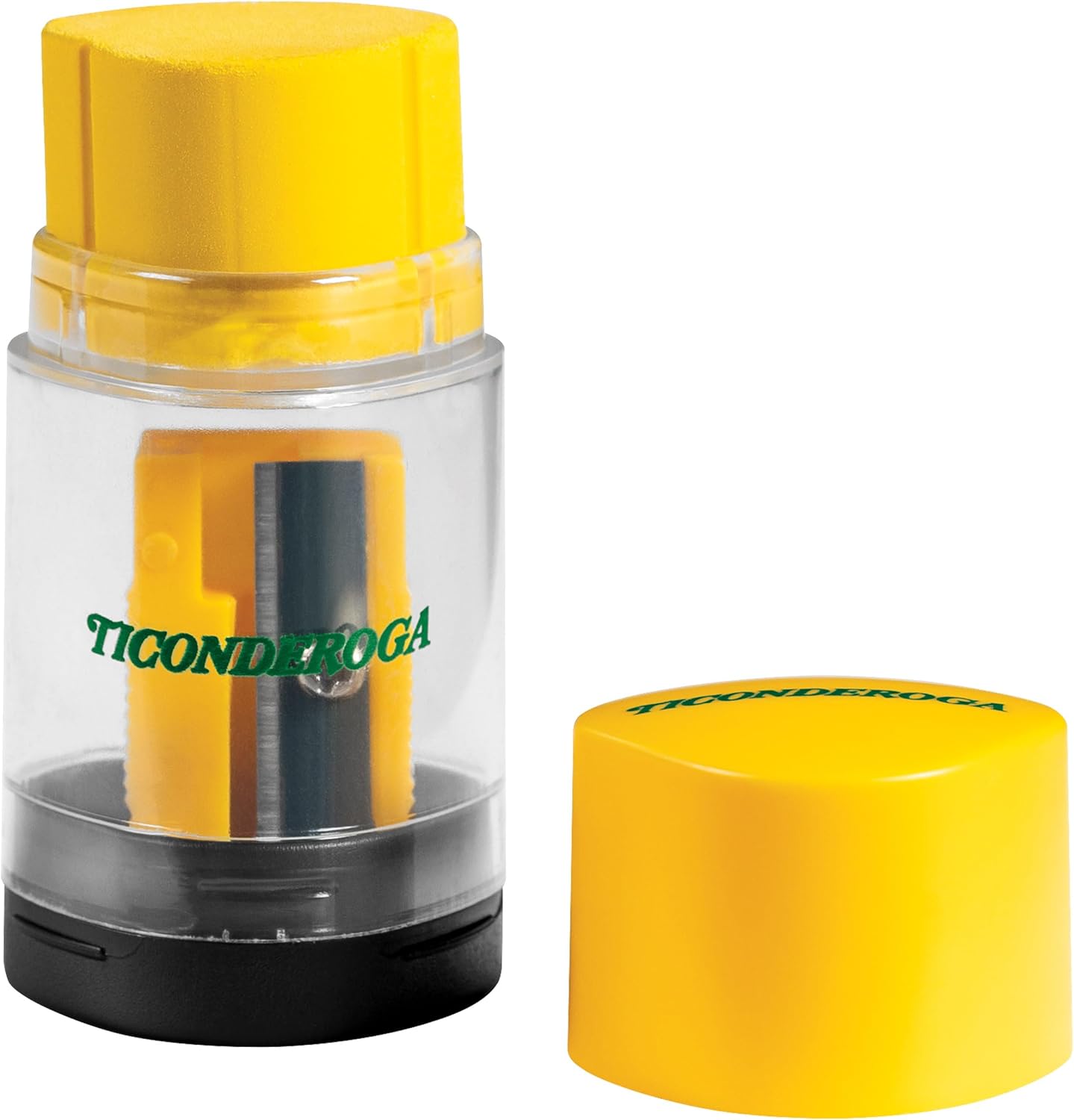 Ticonderoga Duo 2-in-1 Pencil Sharpener & Eraser. Yellow. 6 Count