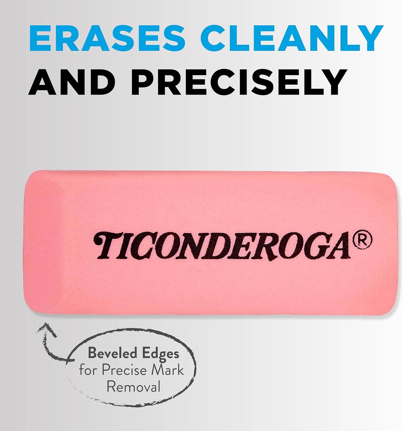Ticonderoga Wedge Erasers. Pink. 5 Count