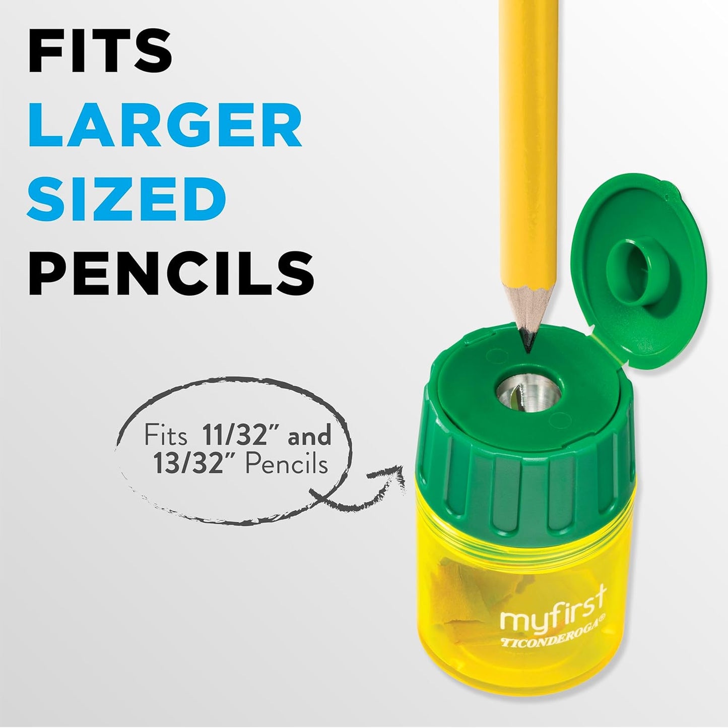 Ticonderoga My First Large Barrel Pencil Sharpener. Yellow and Green. 1 Count