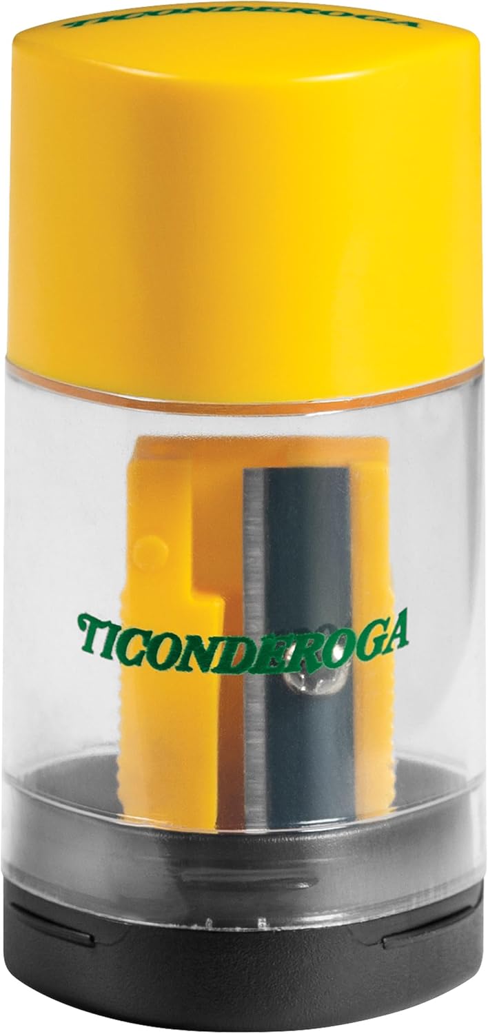 Ticonderoga Duo 2-in-1 Pencil Sharpener & Eraser. Yellow. 6 Count
