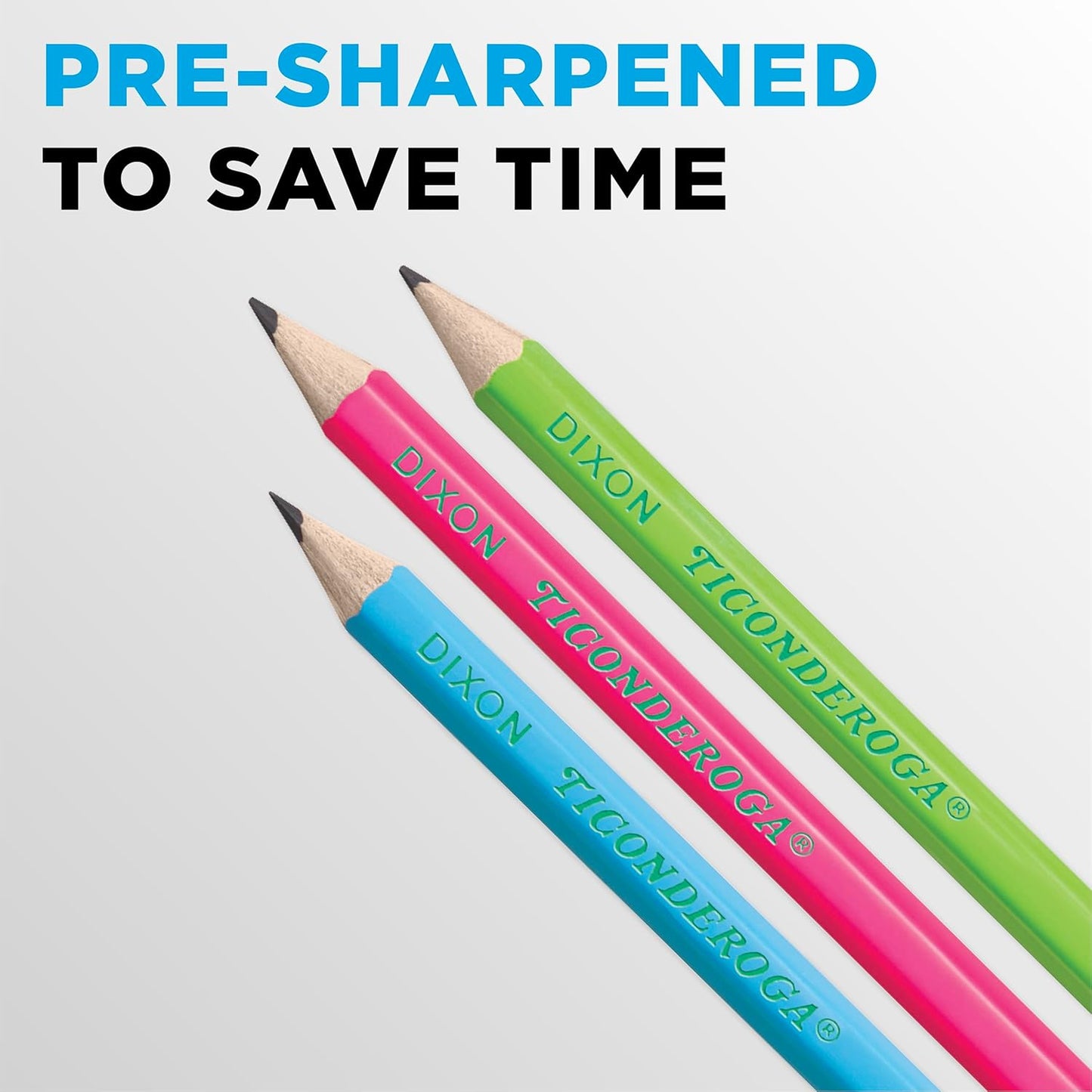 Ticonderoga Wood-Cased Pencils. Pre-Sharpened. #2 HB Soft. Neon Colors. 18 Count