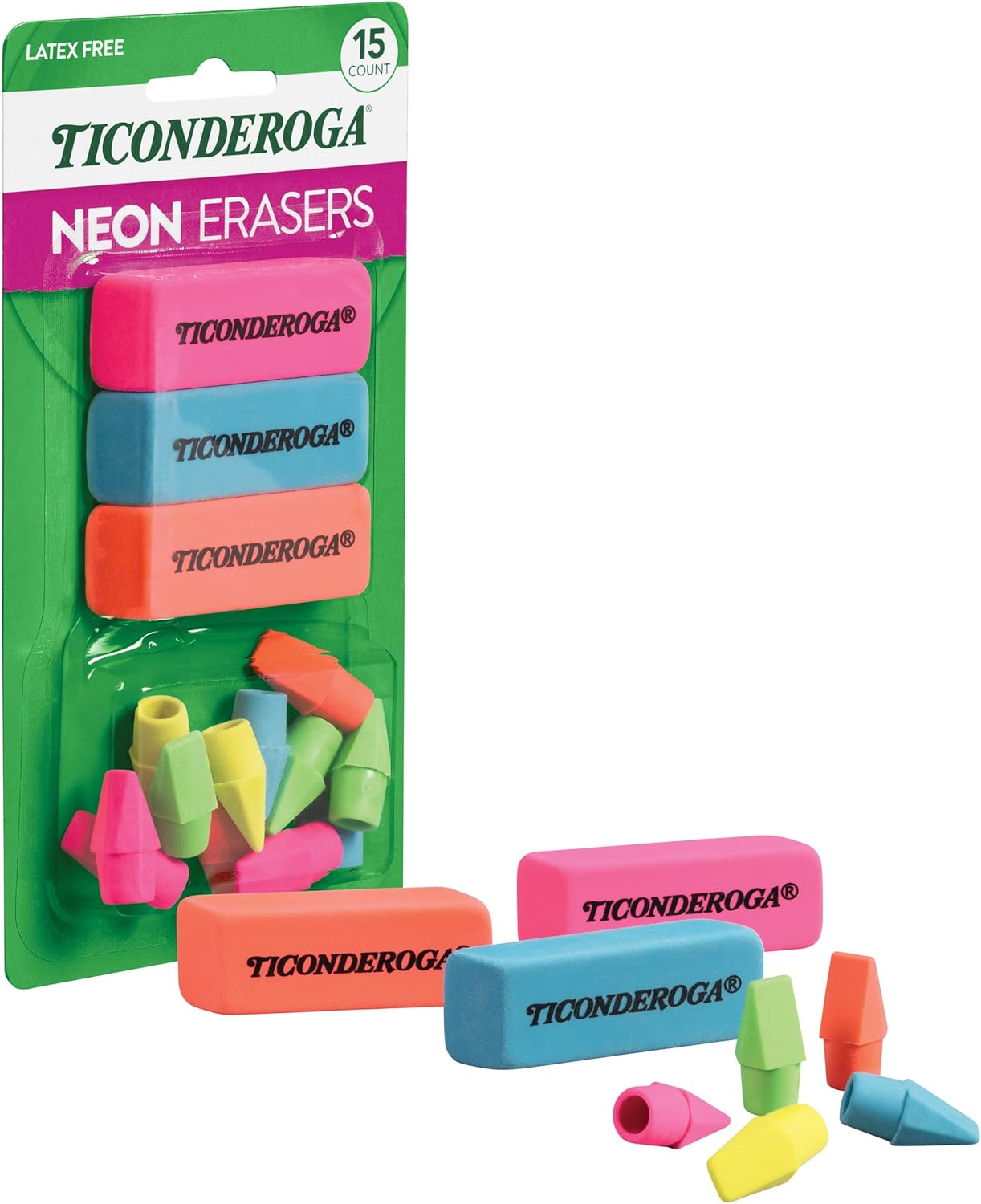 Dixon Ticonderoga Office & School Eraser Combination Set. 15 Eraser Multi-Pack. Multicolored (38931)