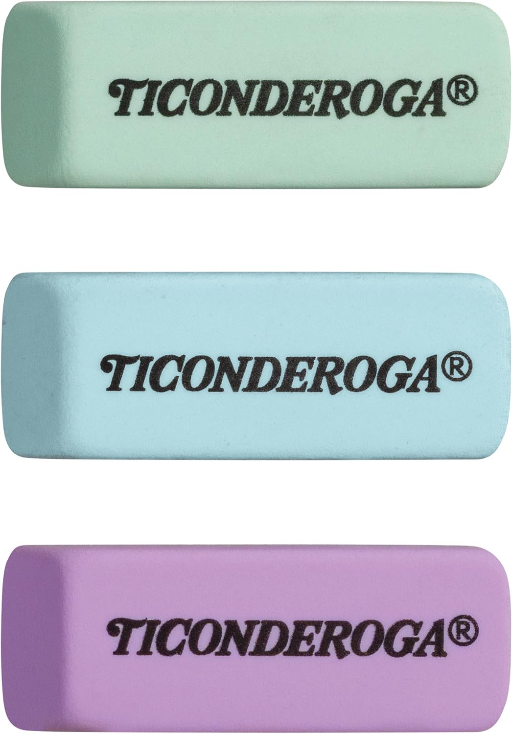 Ticonderoga Wedge Erasers. Pastel Colors. 3 Count