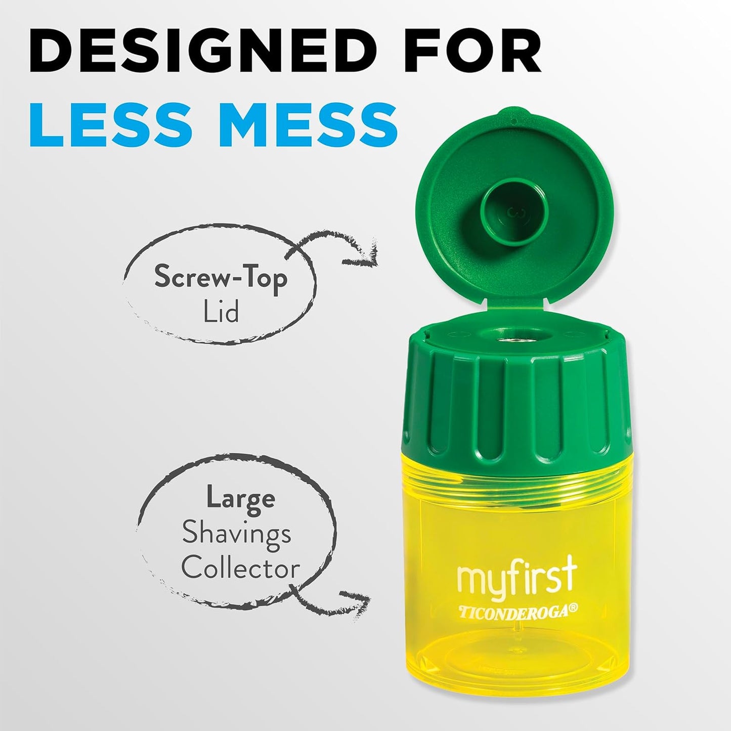 Ticonderoga My First Large Barrel Pencil Sharpener. Yellow and Green. 1 Count