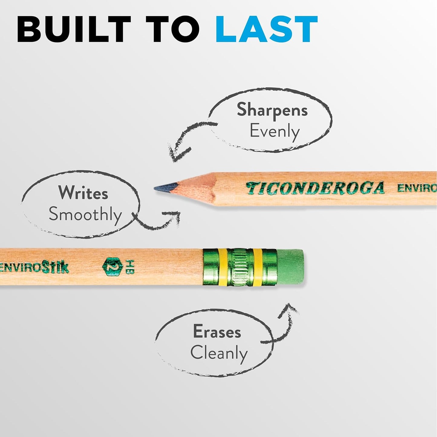 Ticonderoga Envirostik Wood-Cased Pencils. #2 HB Soft. Natural. 12 Count