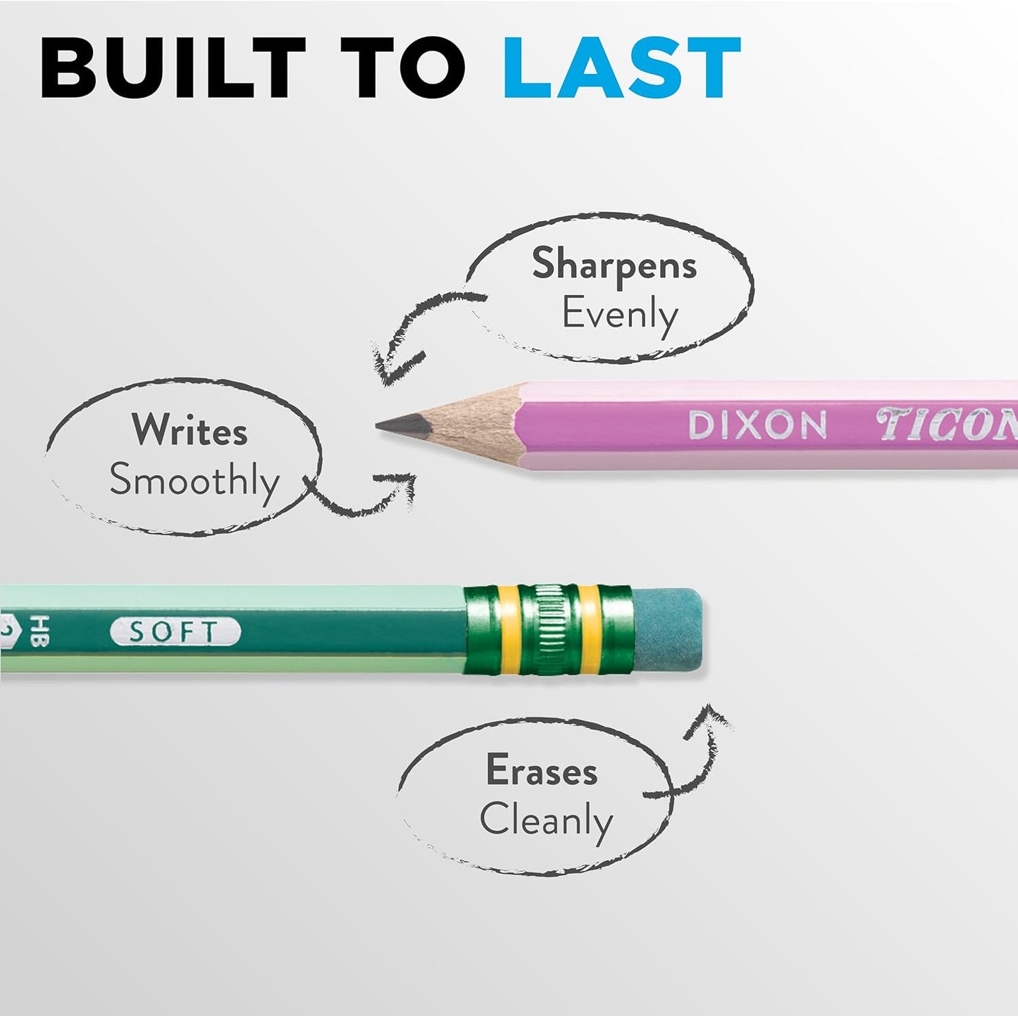 Ticonderoga X13910 Striped Wood-Cased Pencils. 2 HB Soft. Pre-Sharpened. 10 Count. Assorted Colors