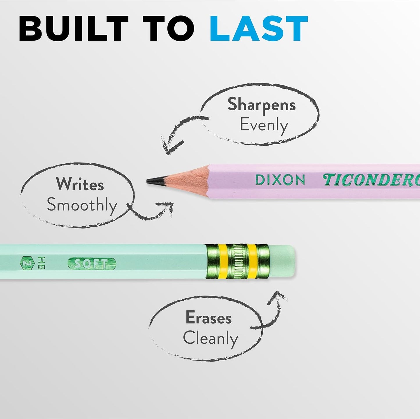 Ticonderoga? Pastel Pencils. #2 Soft. Assorted Colors. Pack of 10 Pencils