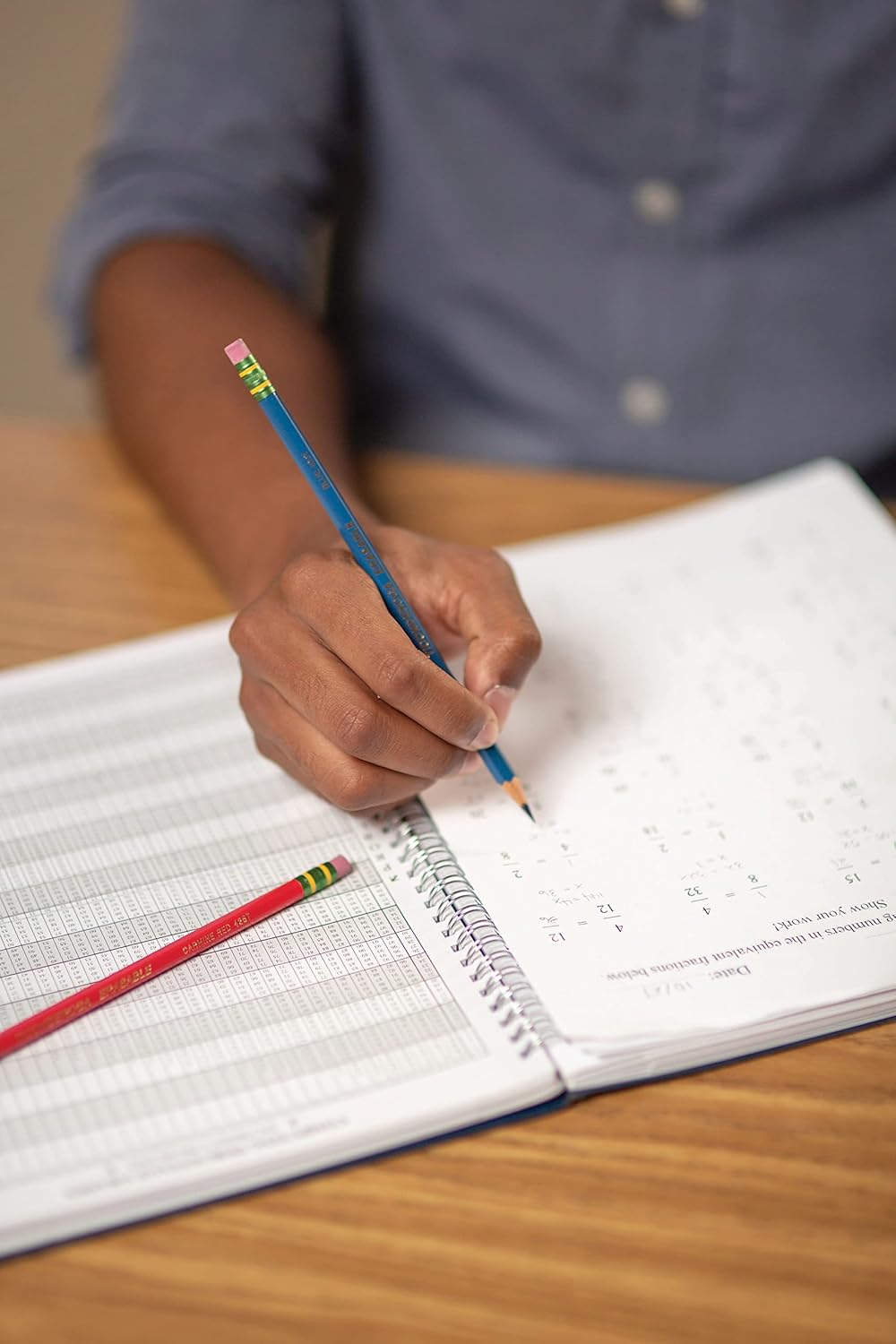 Ticonderoga Erasable Checking Wood-Cased Pencils. Pre-Sharpened. Blue. 12 Count