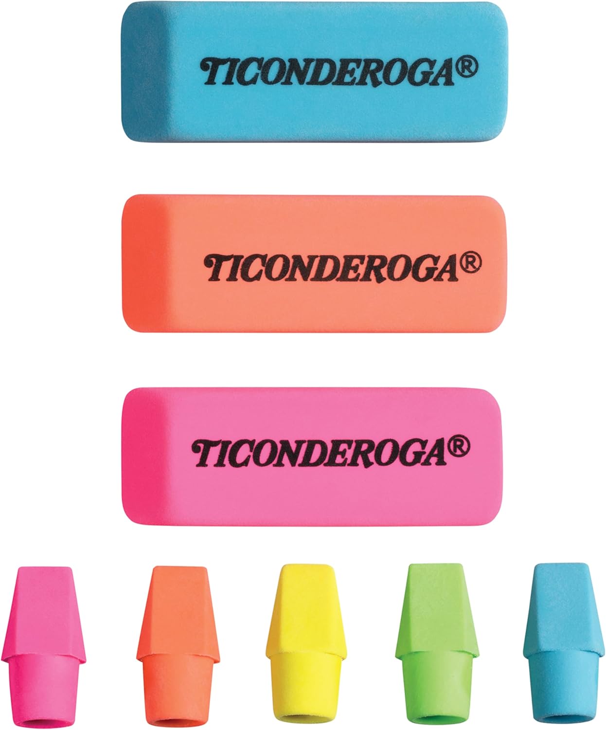 Ticonderoga Erasers. Neon. 15 Count (Pack of 8) (38931SP)
