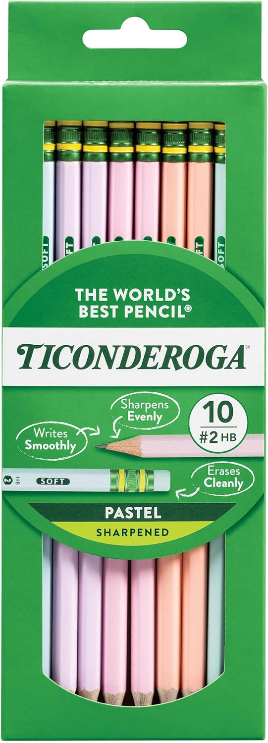 Ticonderoga? Pastel Pencils. #2 Soft. Assorted Colors. Pack of 10 Pencils