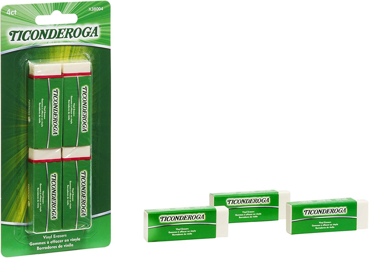 Ticonderoga Vinyl Erasers. White. 4 Count. 6 Packs (X38004)