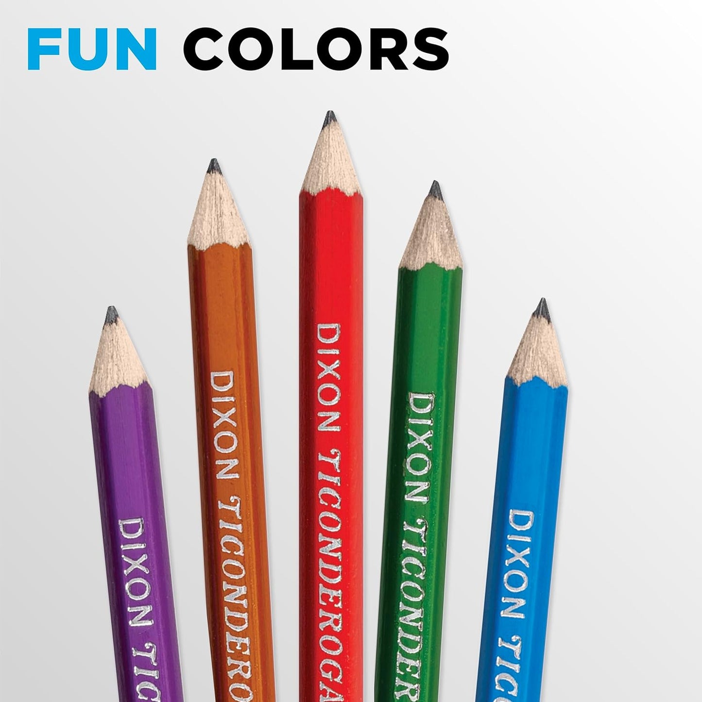 TICONDEROGA Pencils. Wood-Cased Graphite. #2 HB Soft. Pre-Sharpened. Assorted Color Barrels. Black Lead. 10-Pack (13932)